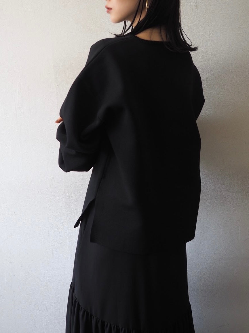 【預訂】鑰匙領 Milano 羅紋針織套頭衫/黑色
