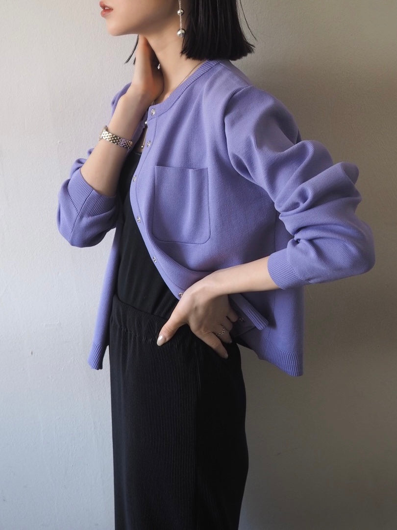 Milan 羅紋口袋開襟衫/紫色