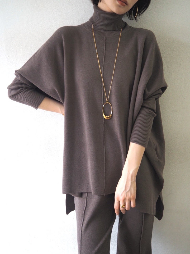 [Pre-order] Long ribbed sleeve dolman knit pullover/mocha [Scheduled for delivery in early December]