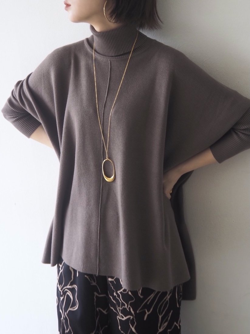 [Pre-order] Long ribbed sleeve dolman knit pullover/mocha [Scheduled for delivery in early December]