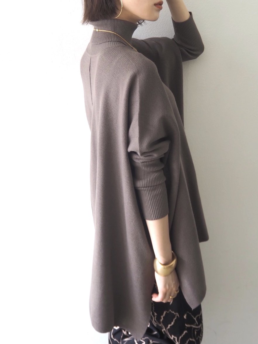 [Pre-order] Long ribbed sleeve dolman knit pullover/mocha [Scheduled for delivery in early December]