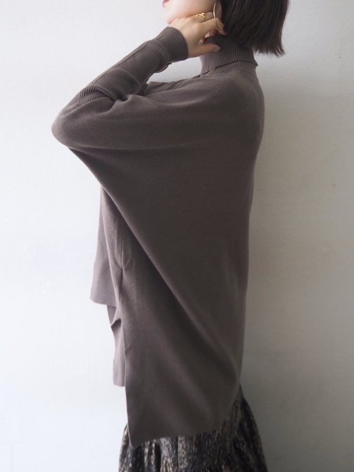 [Pre-order] Long ribbed sleeve dolman knit pullover/mocha [Scheduled for delivery in early December]