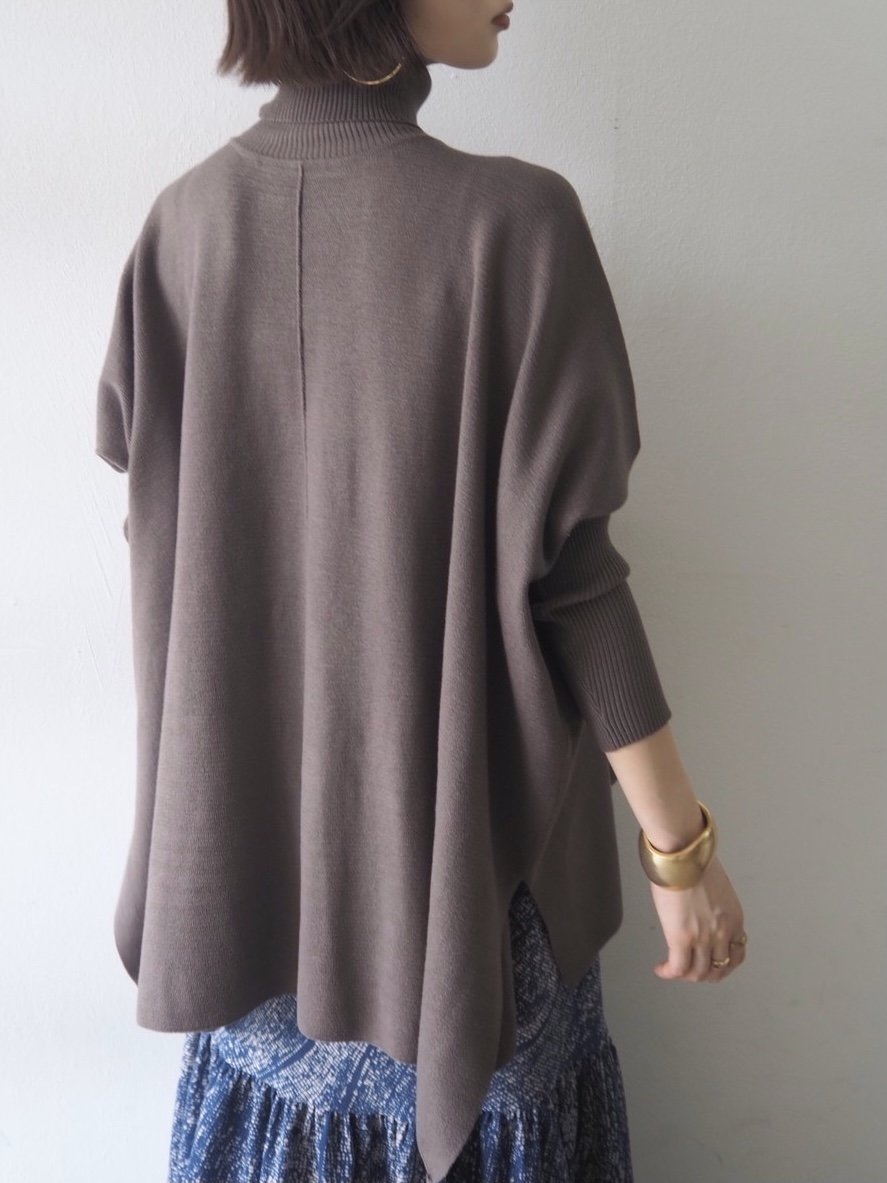 [Pre-order] Long ribbed sleeve dolman knit pullover/mocha [Scheduled for delivery in early December]