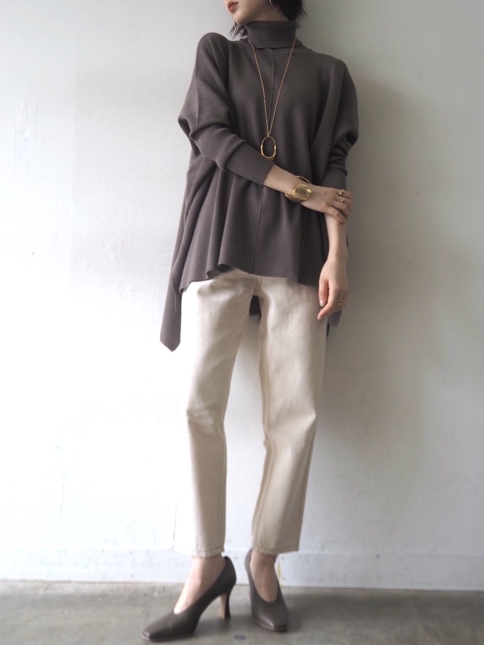 [Pre-order] Long ribbed sleeve dolman knit pullover/mocha [Scheduled for delivery in early December]