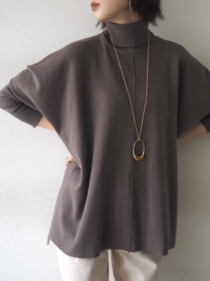 [Pre-order] Long ribbed sleeve dolman knit pullover/mocha [Scheduled for delivery in early December]