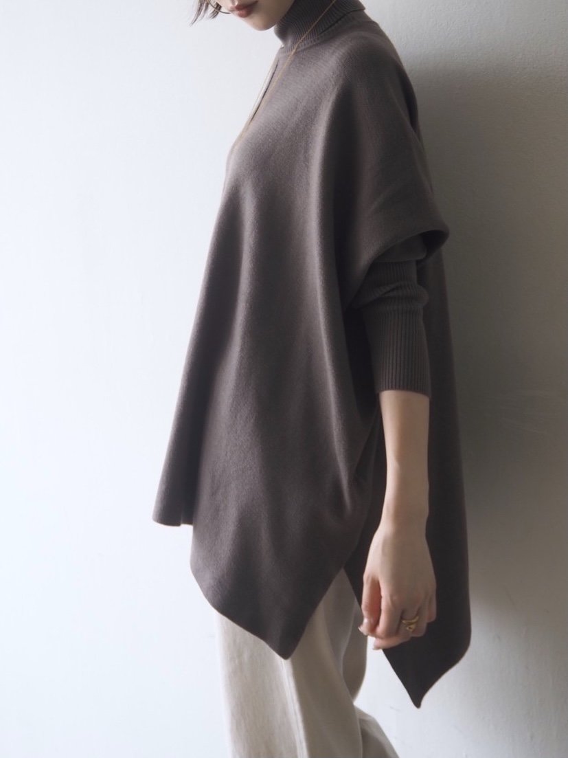 [Pre-order] Long ribbed sleeve dolman knit pullover/mocha [Scheduled for delivery in early December]