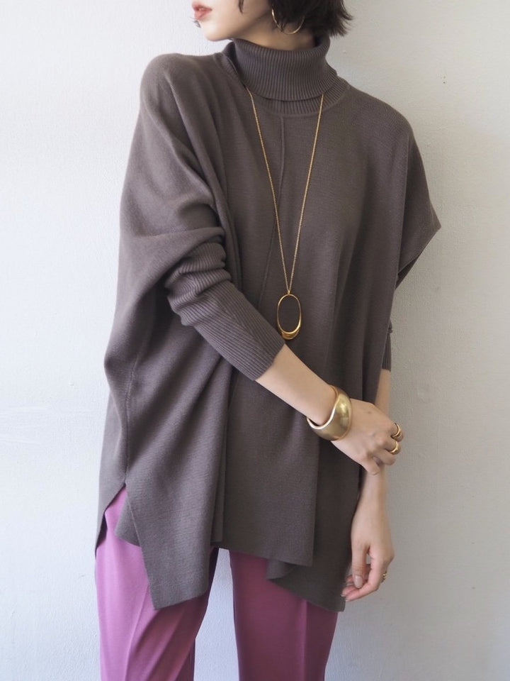 [Pre-order] Long ribbed sleeve dolman knit pullover/mocha [Scheduled for delivery in early December]