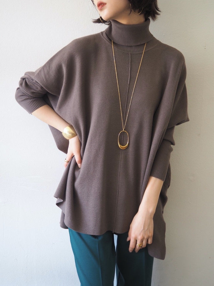 [Pre-order] Long ribbed sleeve dolman knit pullover/mocha [Scheduled for delivery in early December]