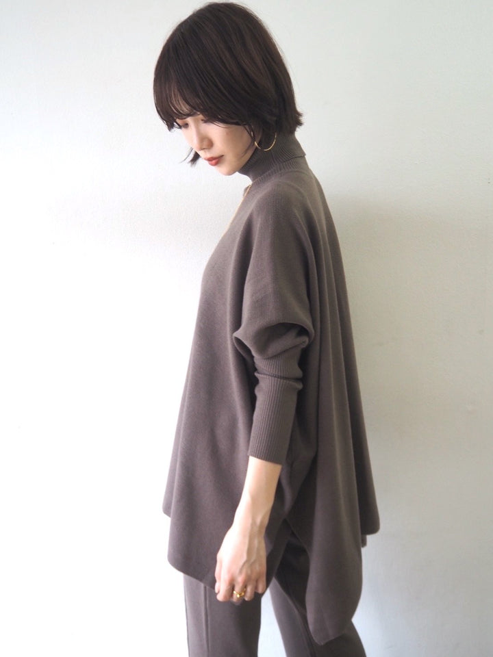 [Pre-order] Long ribbed sleeve dolman knit pullover/mocha [Scheduled for delivery in early December]