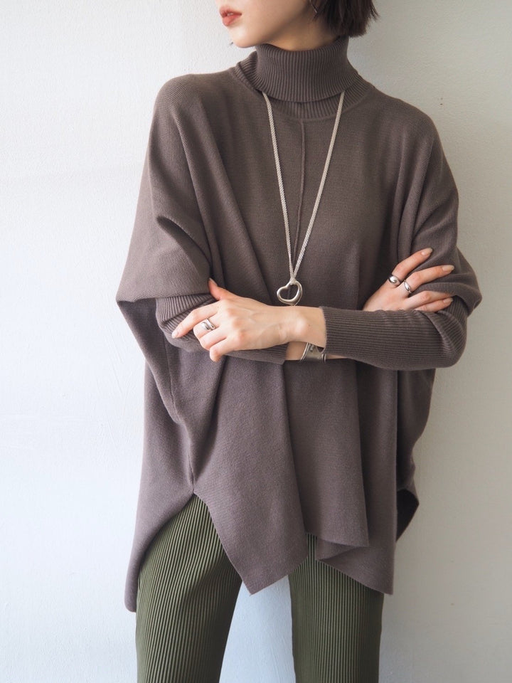 [Pre-order] Long ribbed sleeve dolman knit pullover/mocha [Scheduled for delivery in early December]