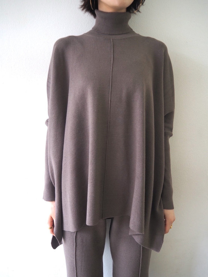 [Pre-order] Long ribbed sleeve dolman knit pullover/mocha [Scheduled for delivery in early December]