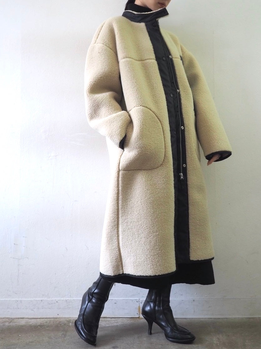 [Pre-order] Bonded boa long coat/ivory