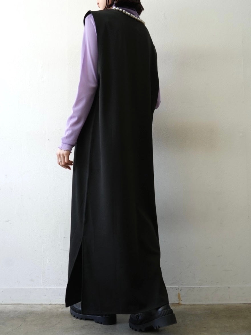 lumier リュミエ パールデザインキー・ネックワンピース　シアートップス　黒 予約]パールデザインキーネックワンピース/ブラック – Lumier