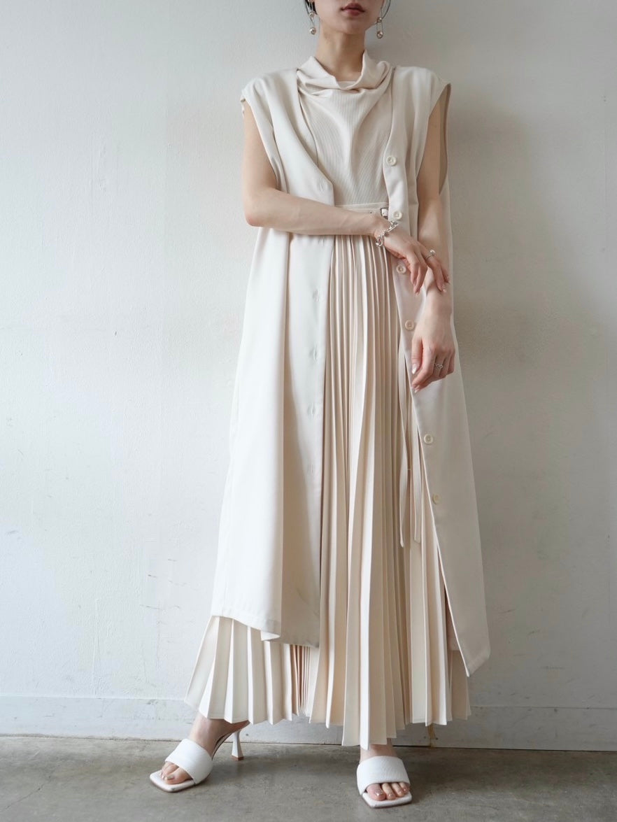 レディースYUKKO COLLABORATION DRAPE NECK PLEATS - ロングスカート