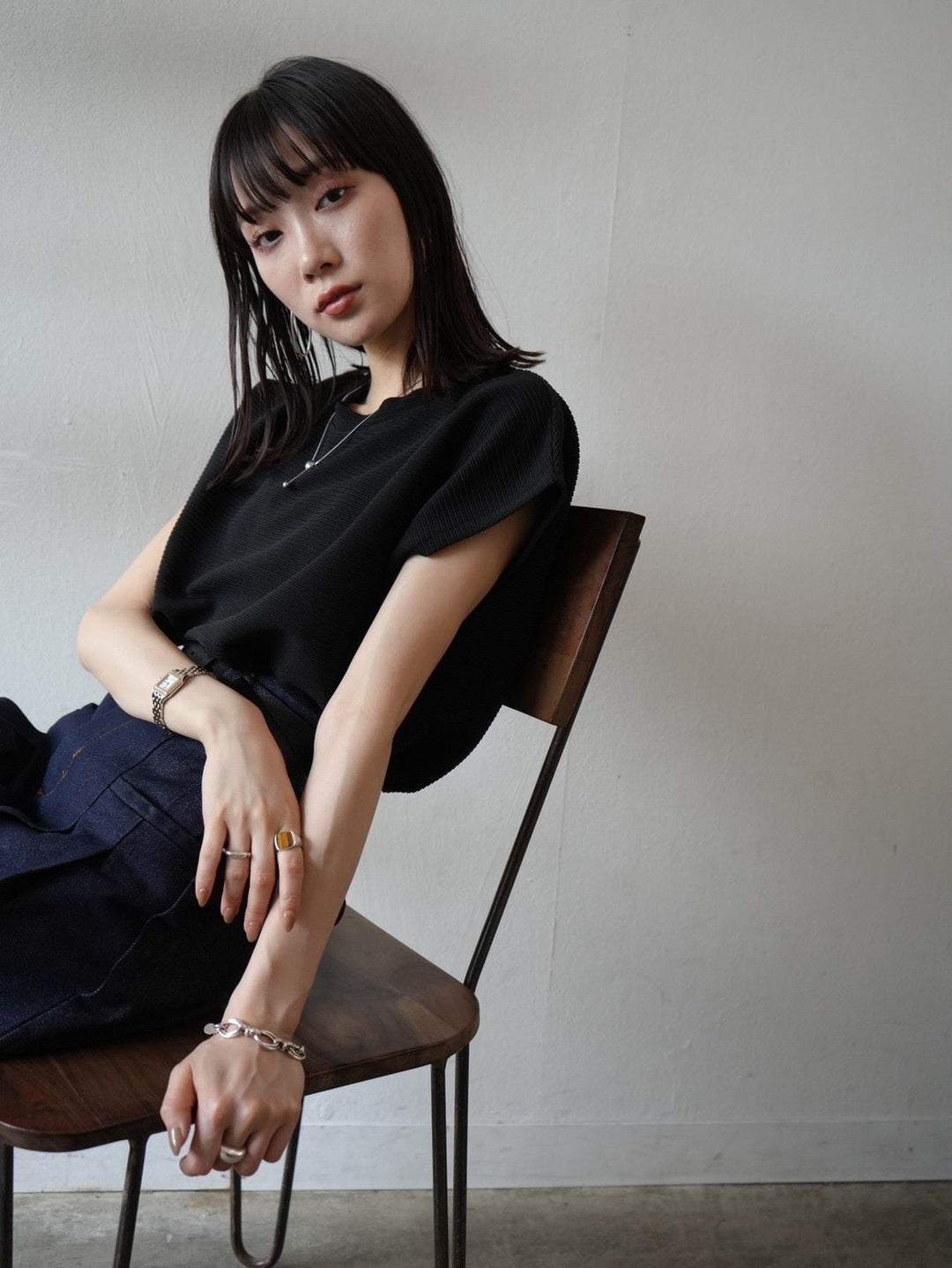 [Buy one, get one free!] Get two French sleeve stretch tops for ¥4,950! 