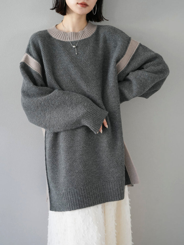 [SET] Side slit bicolor over knit + side slit bicolor over knit (2set)