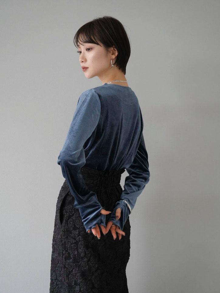 激安ファッション lumeir ベロアトップス ジャガースカート - スカート