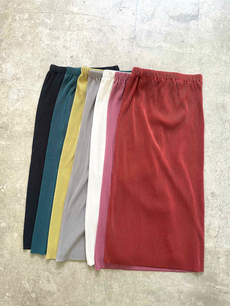 【SET】異材質色組合捲袖針織+工字百褶裙（2組）