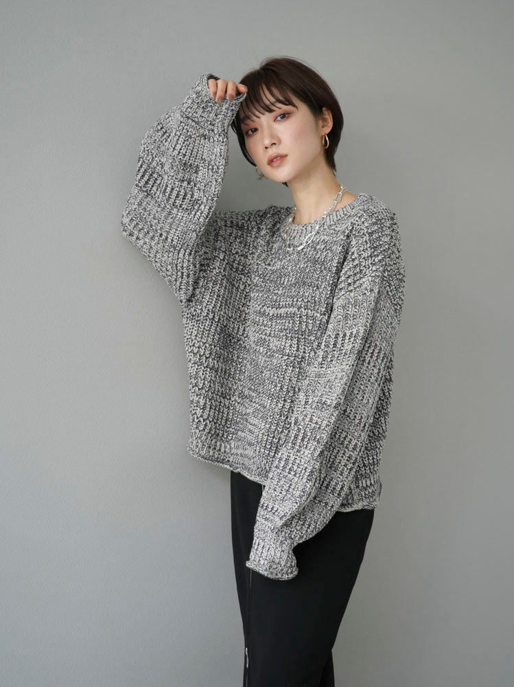[SET] MIX Yarn Cropped Knit + Front Zip Knit Tight Skirt (2set)