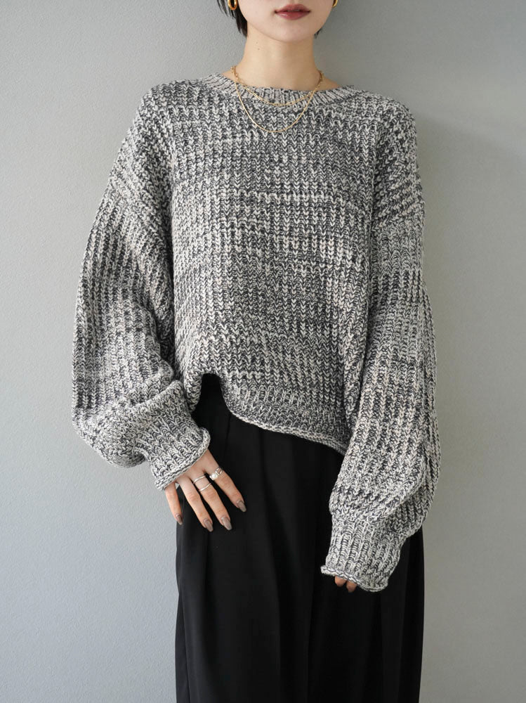 [SET] MIX yarn cropped knit + double tuck wide pants (2set)