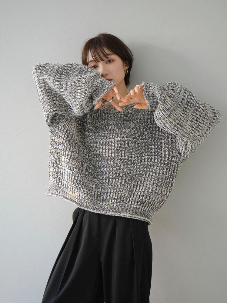 [SET] MIX yarn cropped knit + double tuck wide pants (2set)