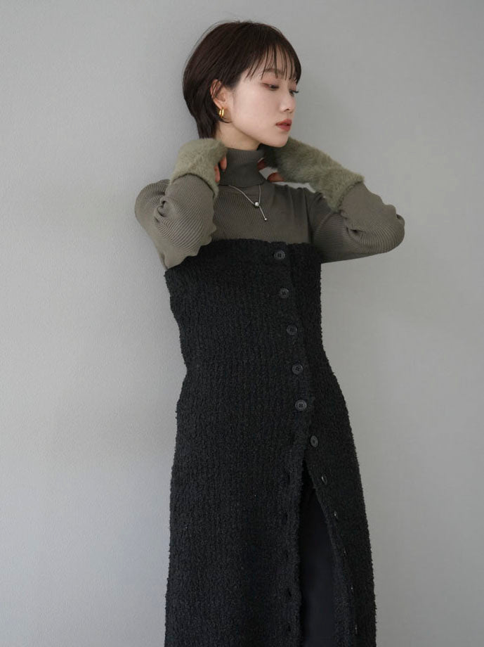 [SET] Boucle Bear One Piece + Double Tuck Wide Pants + Shaggy Switching Turtle Rib Knit Top (3 sets)