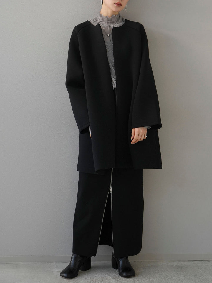 [SET] Pearl design ponte jacket + shirred chiffon blouse + front zip knit tight skirt (3 sets)