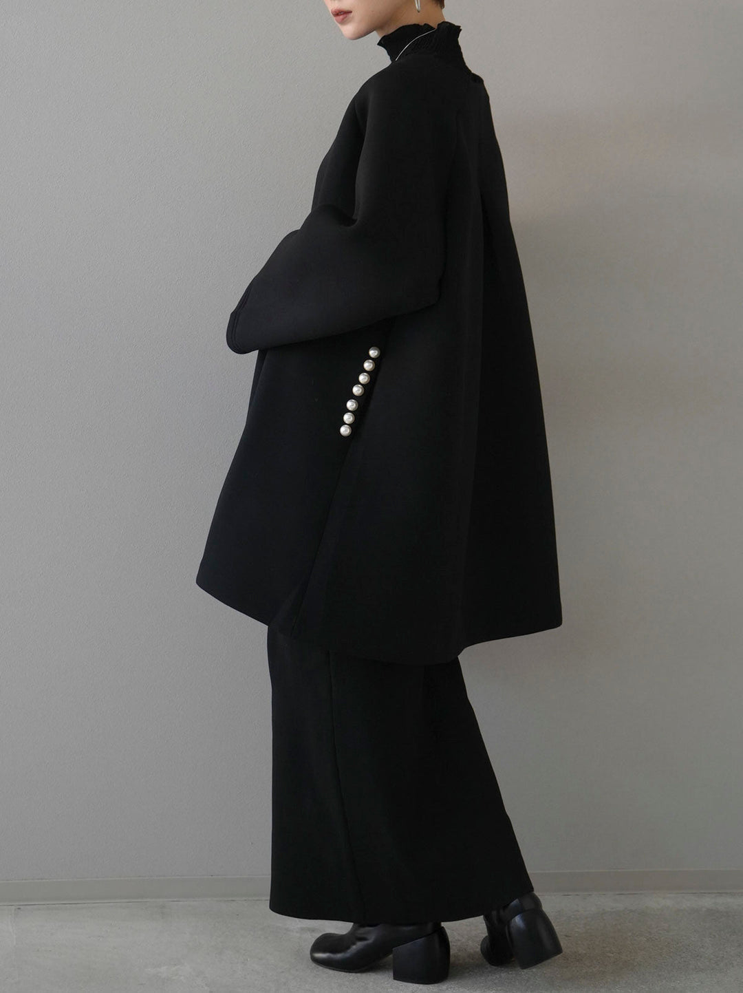 [SET] Pearl design ponte jacket + shirred chiffon blouse + front zip knit tight skirt (3 sets)