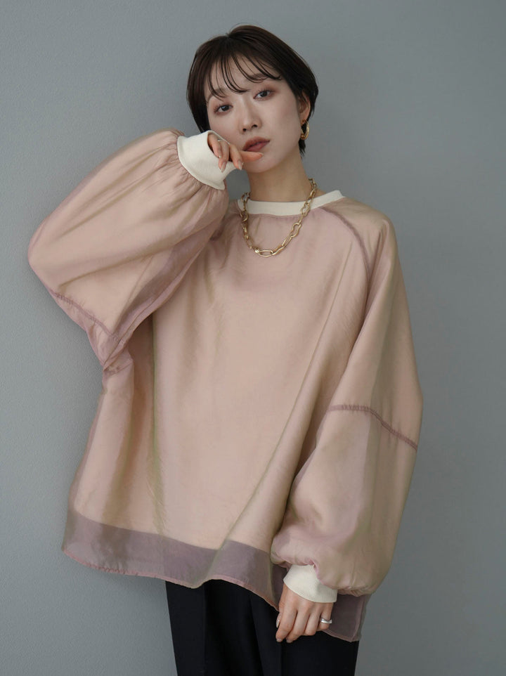 [SET] Sheer layered fleece sweatshirt pullover + easy tapered pants (2set)