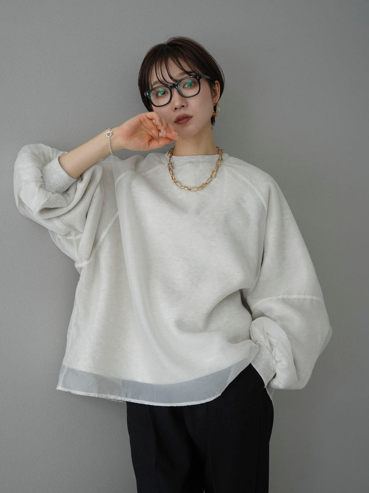 [SET] Sheer layered fleece sweatshirt pullover + easy tapered pants (2set)