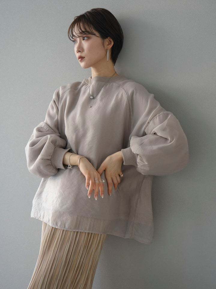 [SET] Sheer layered fleece sweatshirt pullover + multi-color I-line pleated skirt (2 sets)