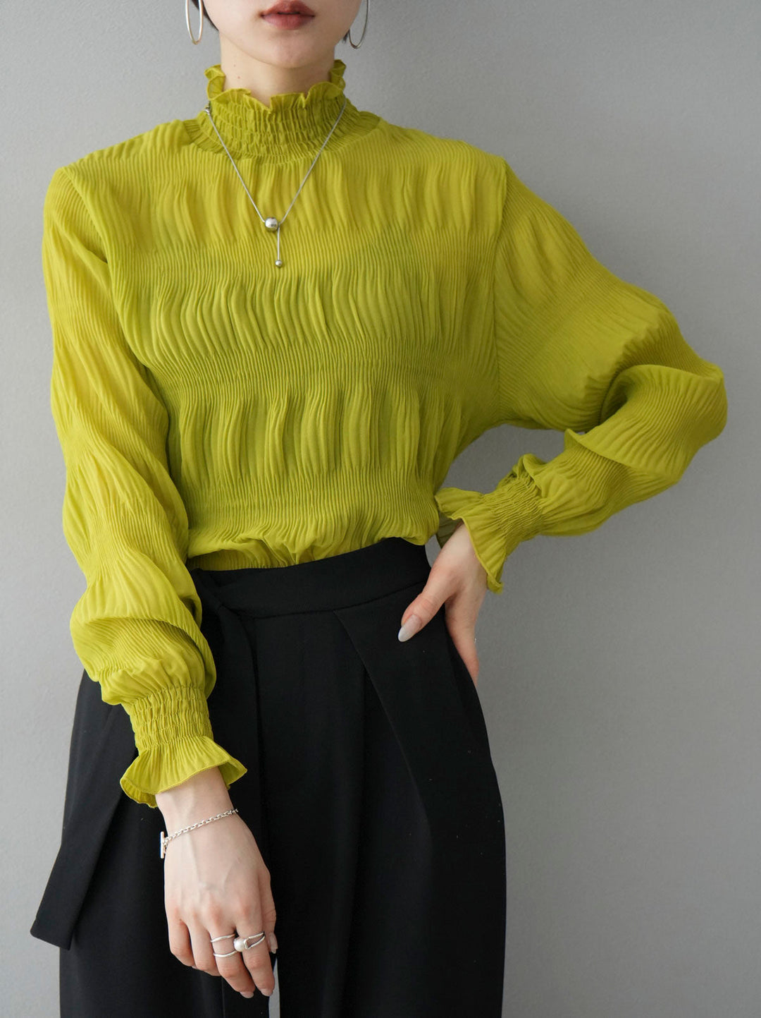 [SET] Shirring chiffon blouse + shirring chiffon blouse (2set)