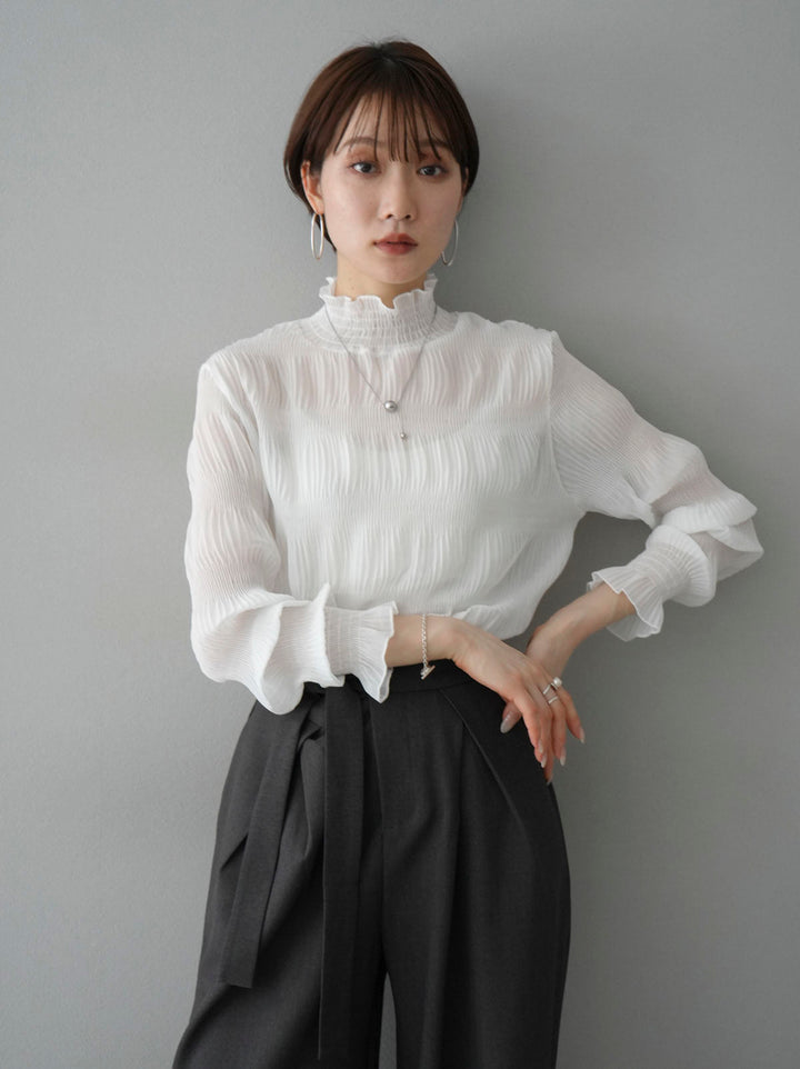 [SET] Shirring chiffon blouse + shirring chiffon blouse (2set)
