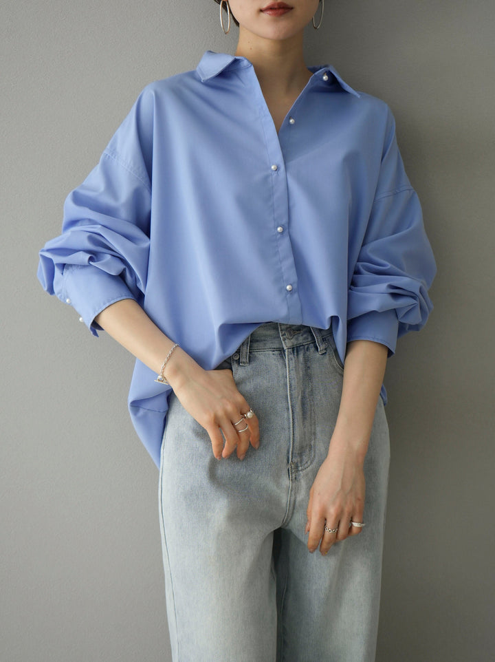 [SET] Pearl button volume sleeve shirt + pocket design straight denim (2 sets)