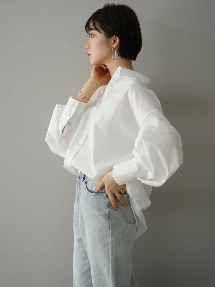 [SET] Pearl button volume sleeve shirt + pocket design straight denim (2 sets)