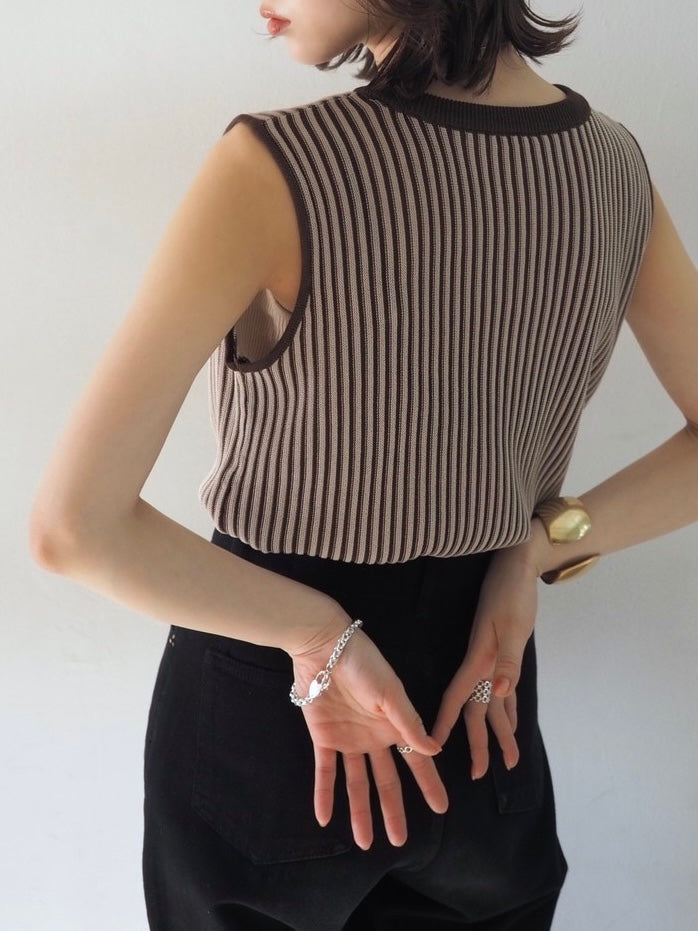 [SET] Striped sleeveless knit top + Striped sleeveless knit top (2set)