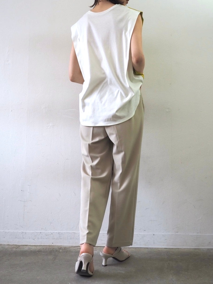 [SET] 2WAY bicolor box sleeve top + Georgette tapered pants (2set)