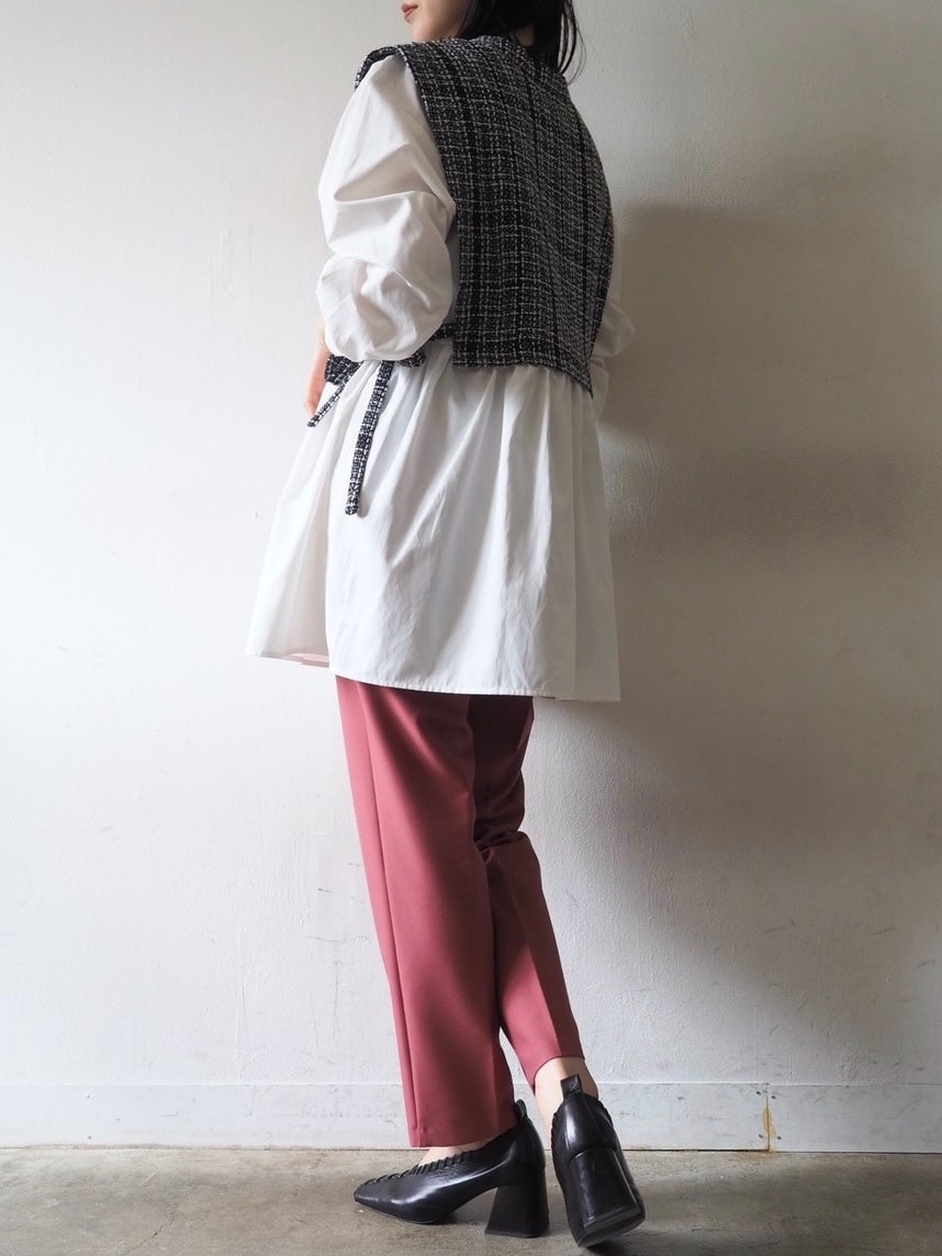 [SET] Tweed docking blouse + easy tapered pants (2set)