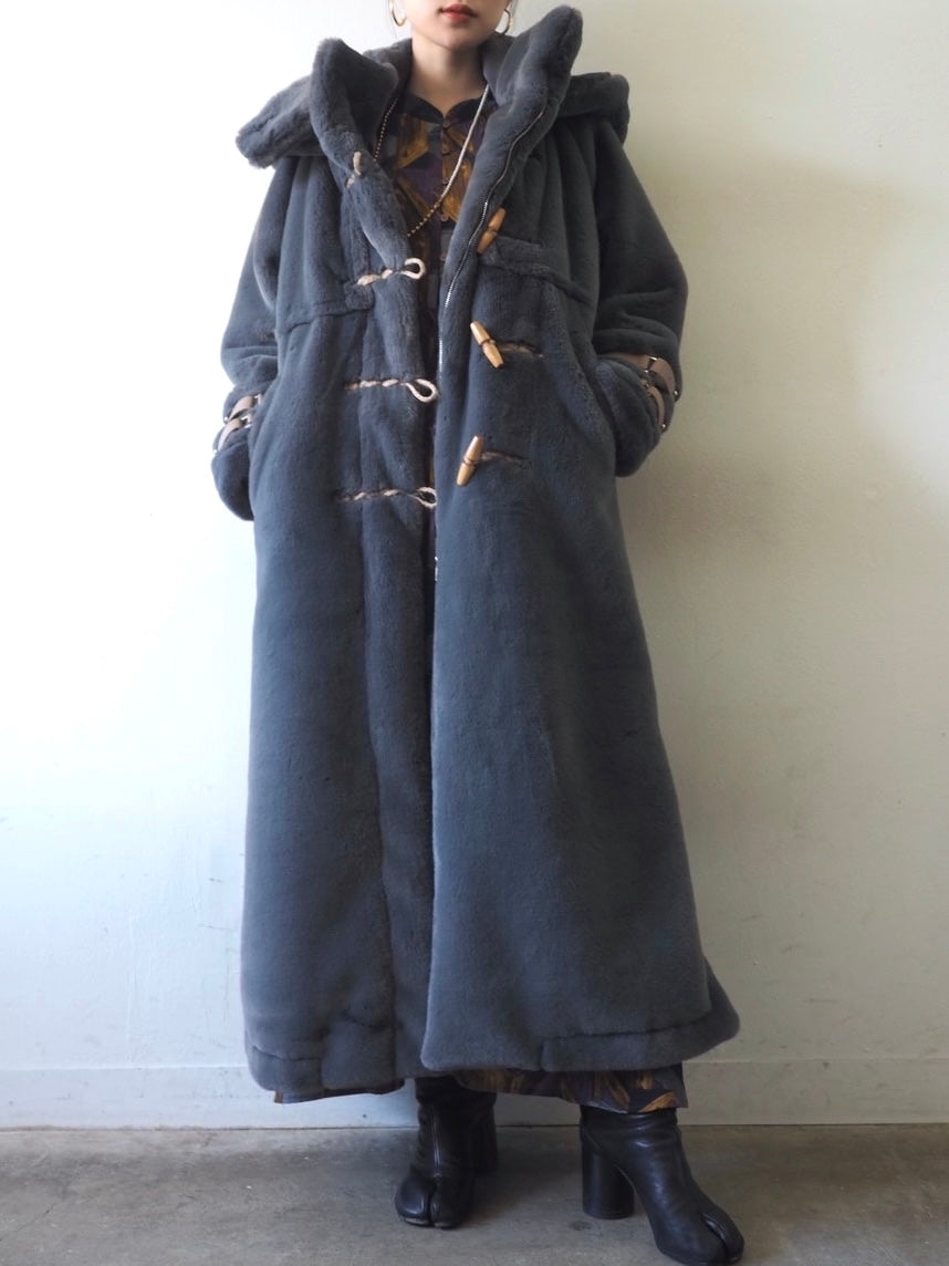 SET]Yukko collaboration eco fur duffle long coat+PEARL with