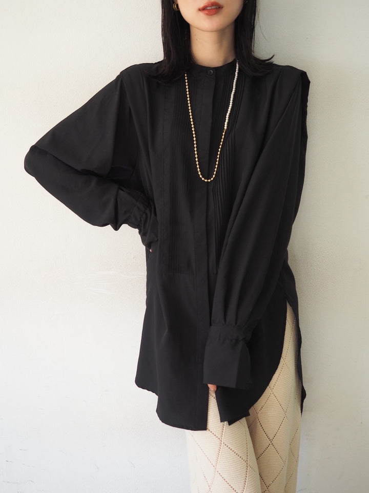 [Pre-order] Pintuck Busam Shirt Blouse/Black