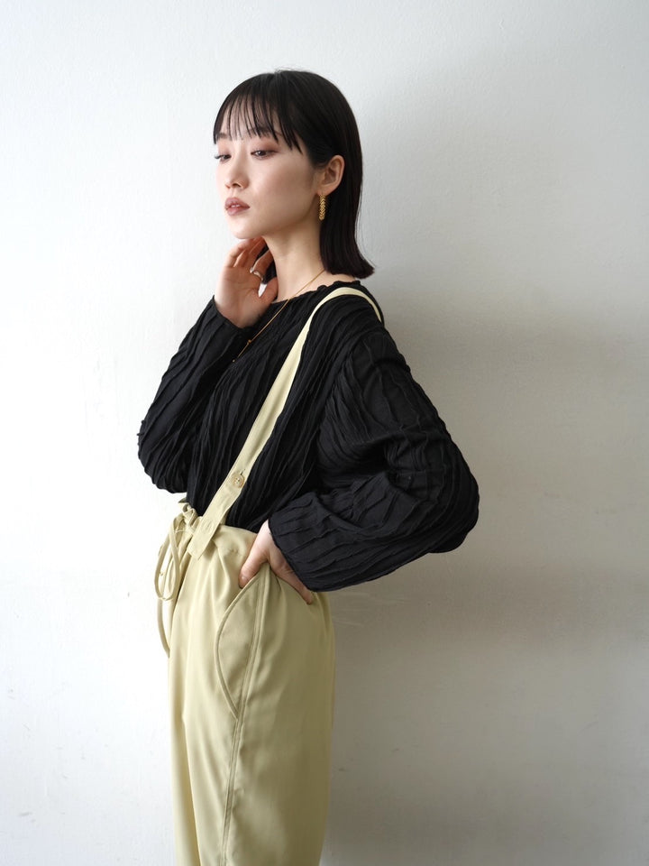 Drawstring military pants with suspenders/Yellow