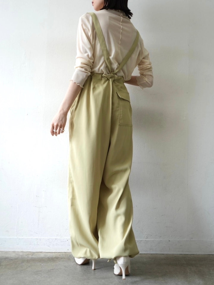 Drawstring military pants with suspenders/Yellow