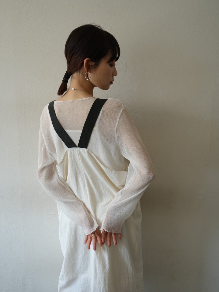 Front zip nylon jumper skirt/white