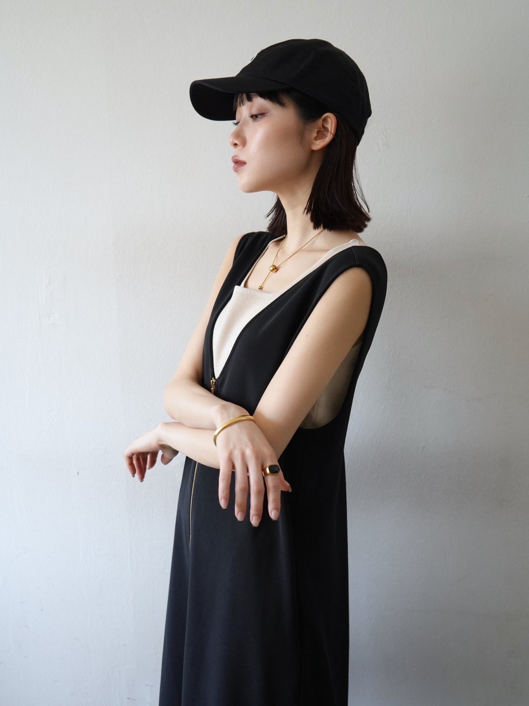 [Pre-order] Multi-way zip design dress/Black