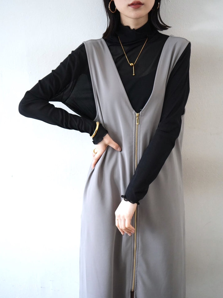 [Pre-order] Multi-way zip design dress/gray