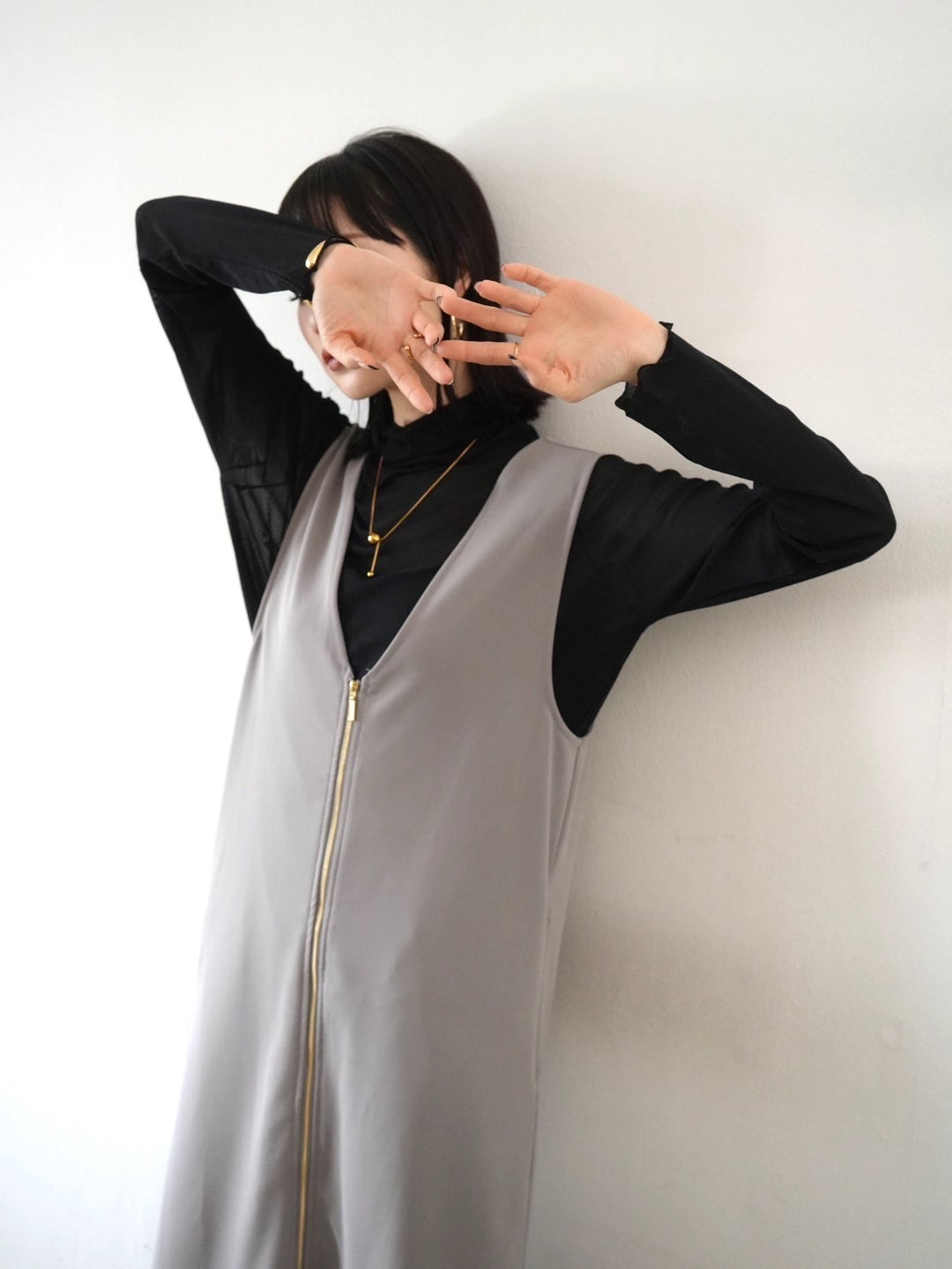 [Pre-order] Multi-way zip design dress/gray