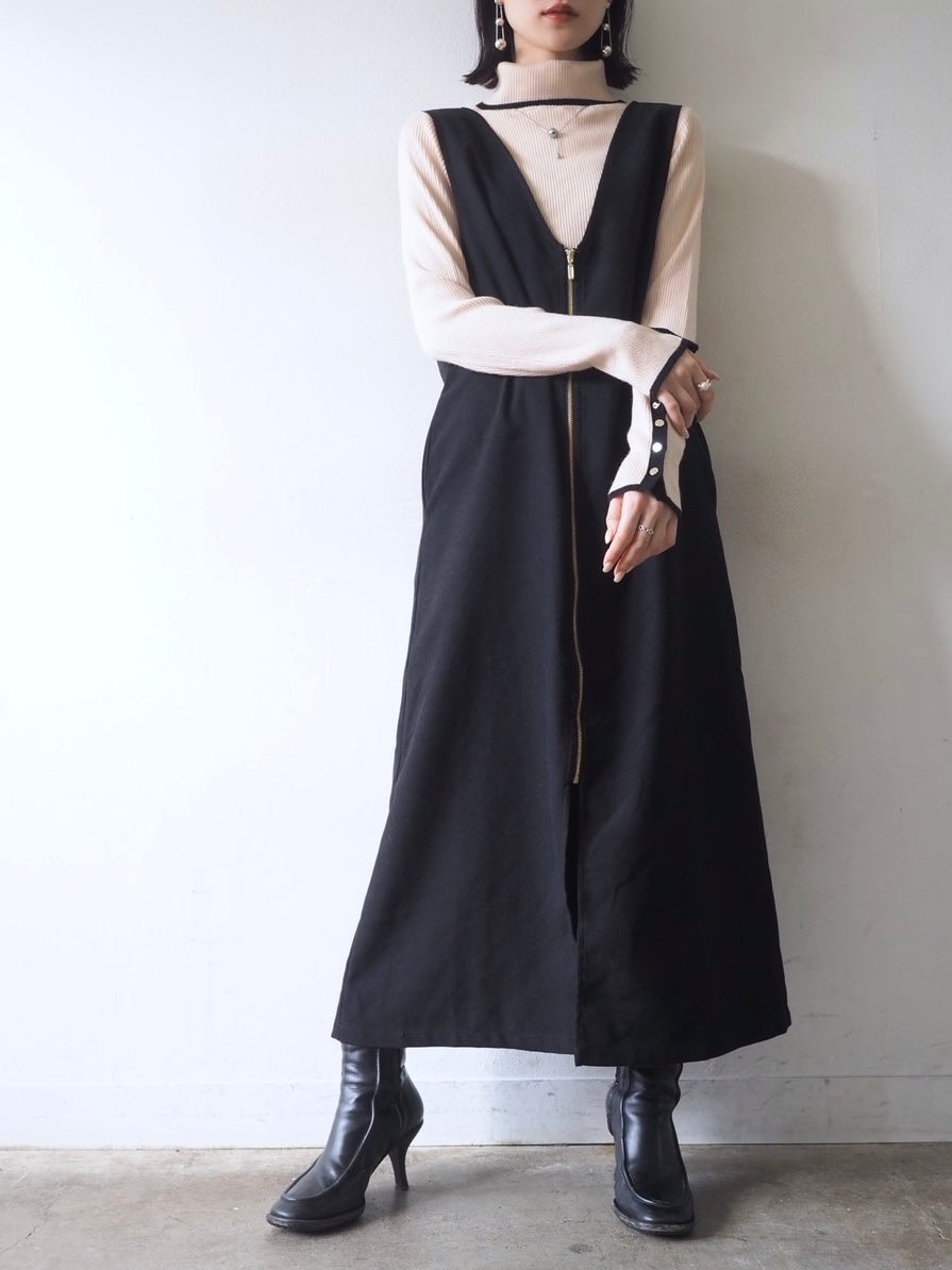 2WAY zip design dress/Black