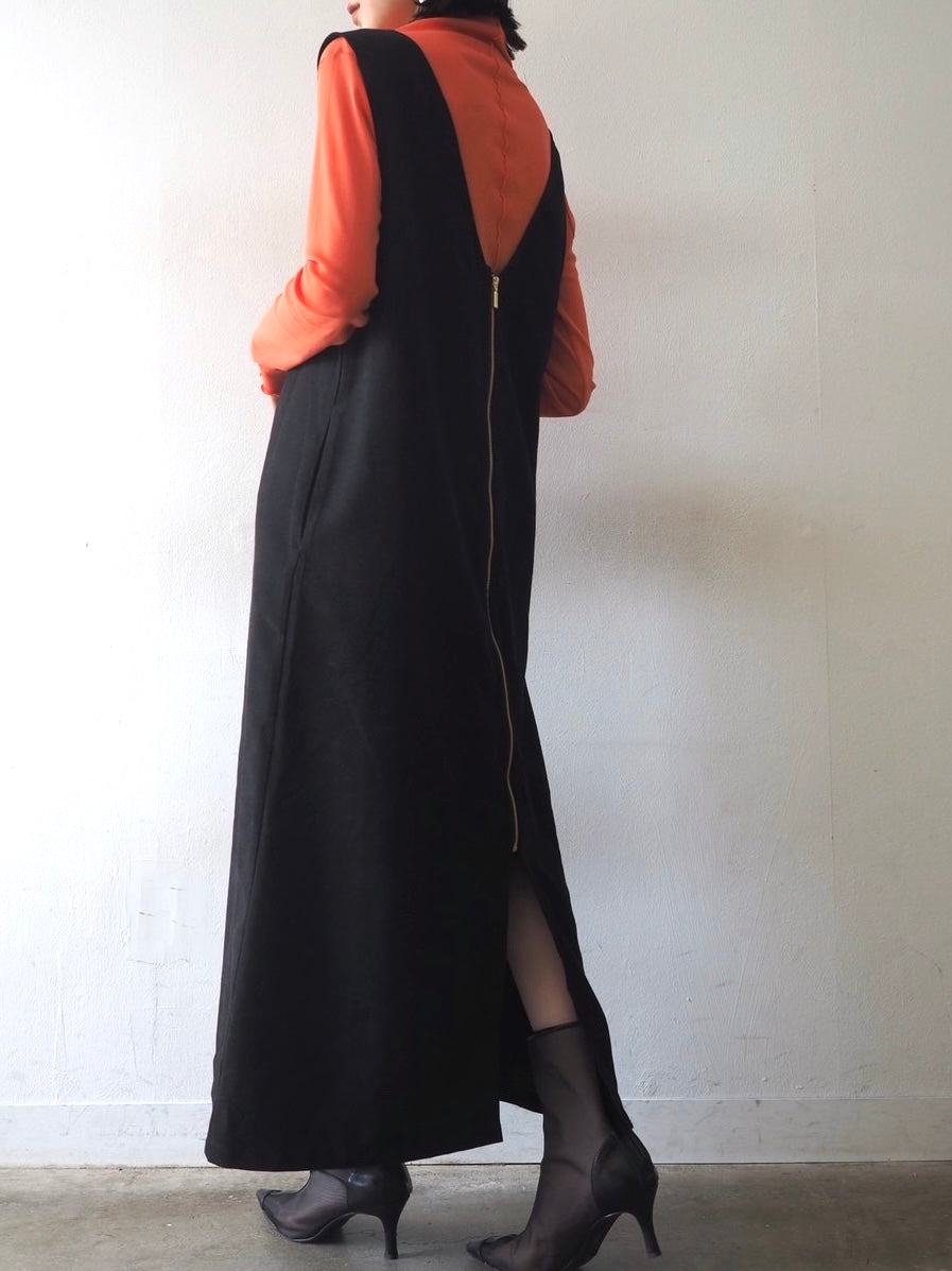 2WAY zip design dress/Black