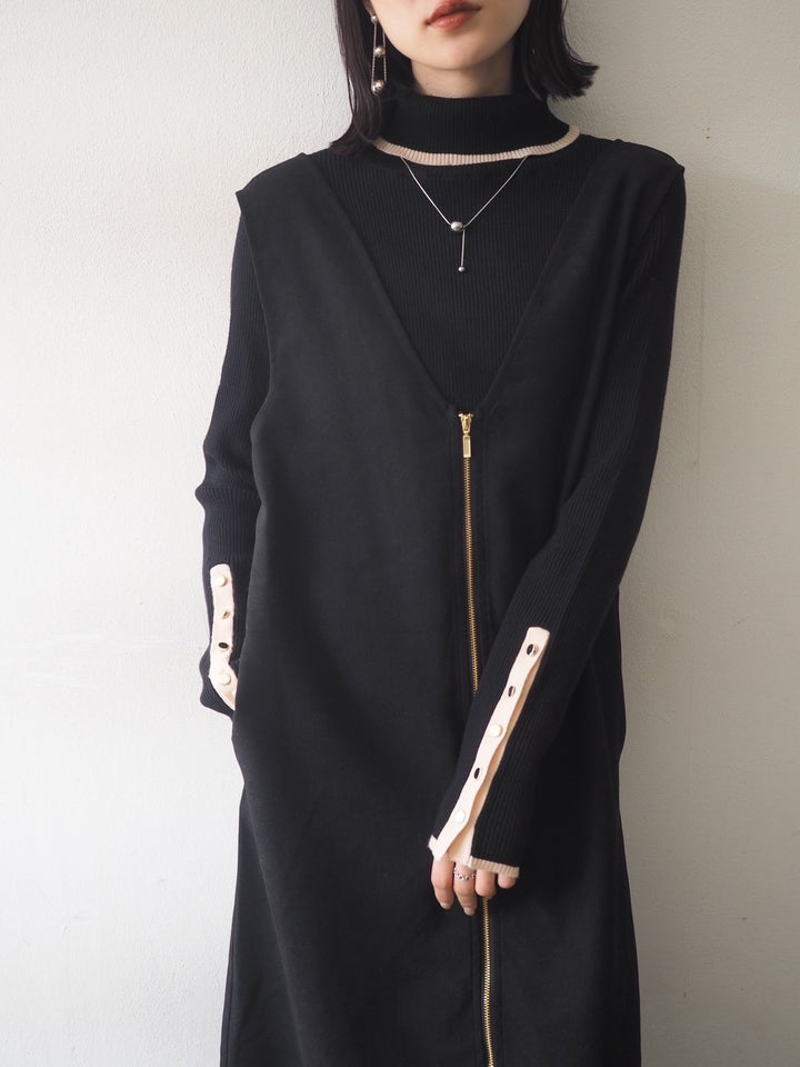 2WAY zip design dress/Black