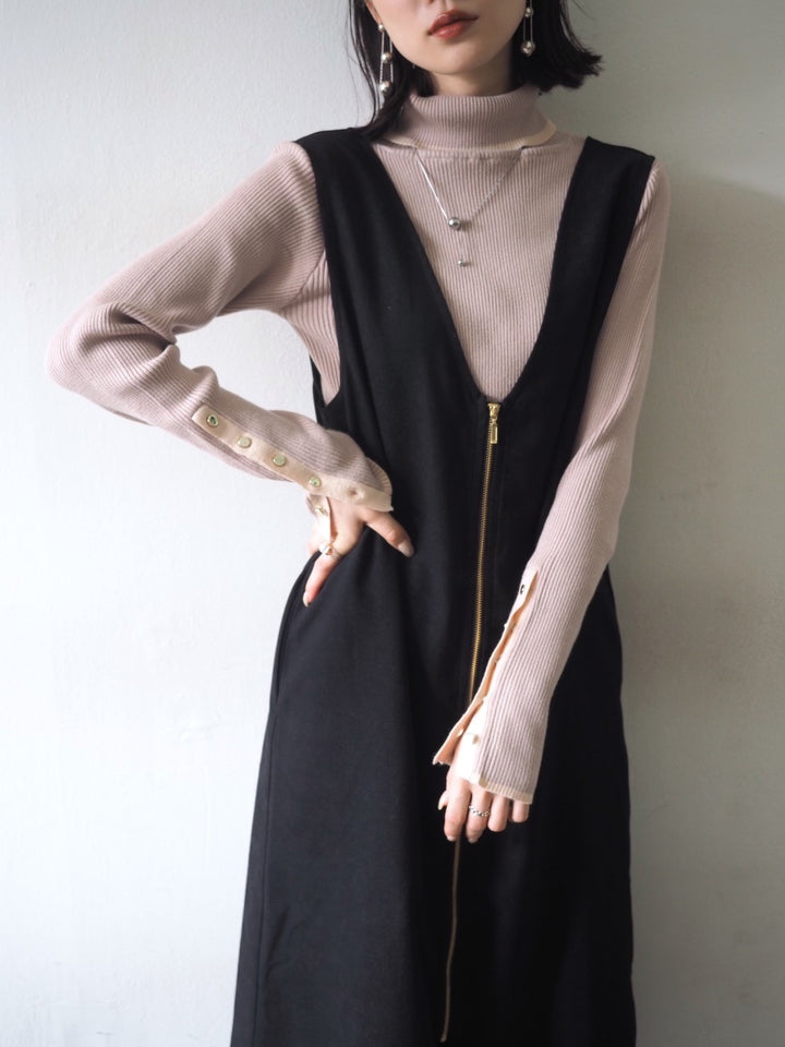 2WAY zip design dress/Black